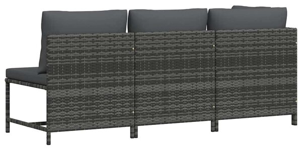 3 részes szürke polyrattan kerti bútorszett párnákkal