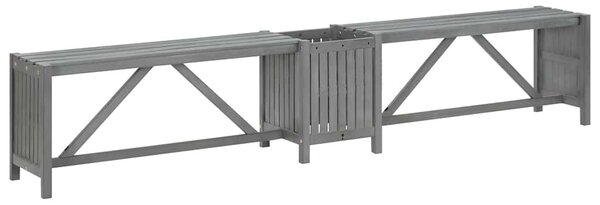 Szürke tömör akácfa kerti sarokpad ültetővel 117 cm
