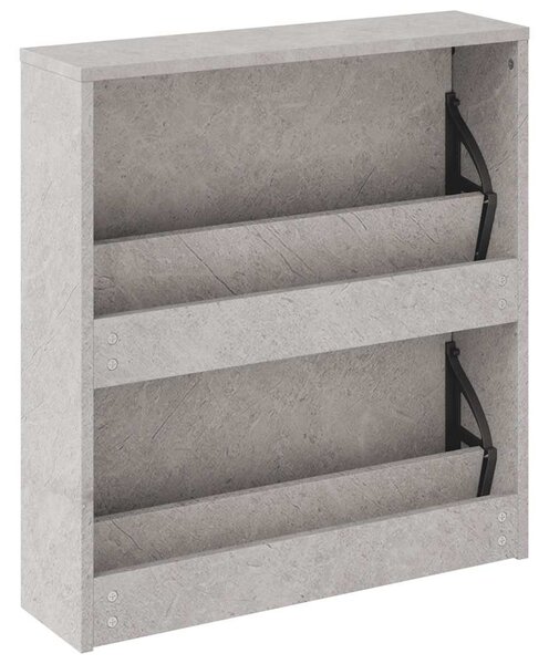 Betonszürke 2 szintes cipőszekrény tükörrel 63 x 17 x 67 cm
