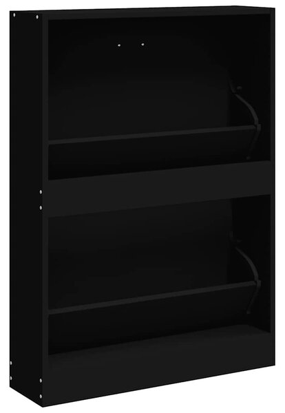 Fekete szerelt fa cipőszekrény 59x17x81 cm