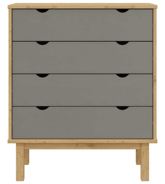 OTTA barna-szürke tömör fenyőfa éjjeliszekrény 76,5x39,5x90 cm