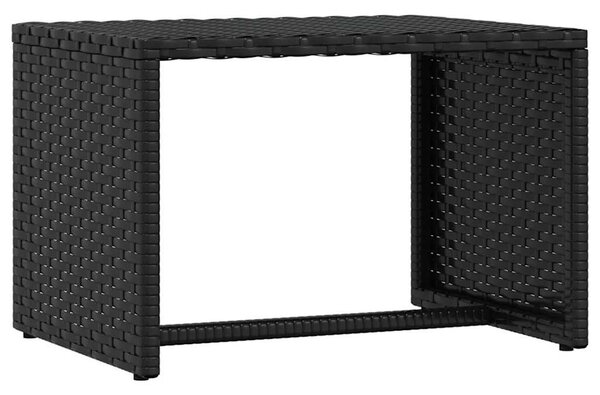 1 db fekete polyrattan napozóágy asztallal