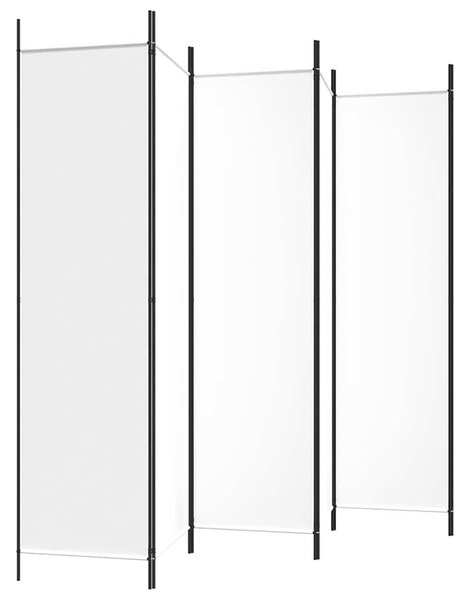 6 paneles fehér szövet térelválasztó 300x200 cm
