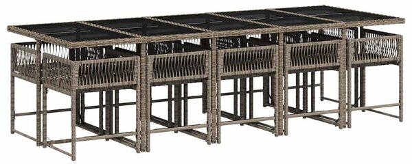 VidaXL 11 darabos kerti bútorgarnitúra párnákkal, szürke PE rattan