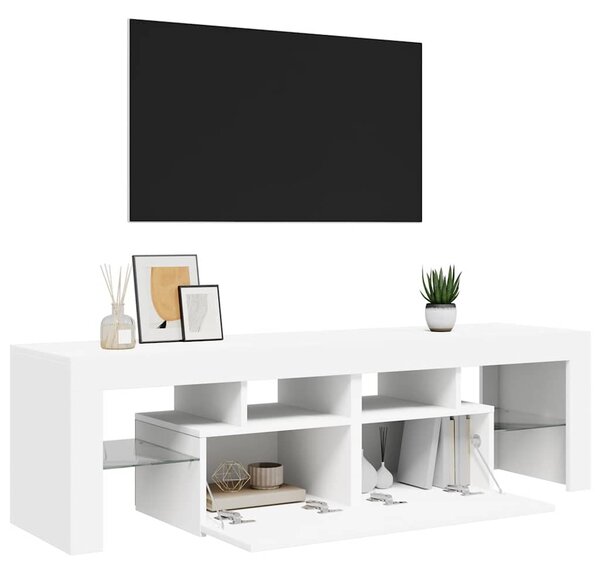 Fehér TV-szekrény LED-lámpákkal 140 x 36,5 x 40 cm