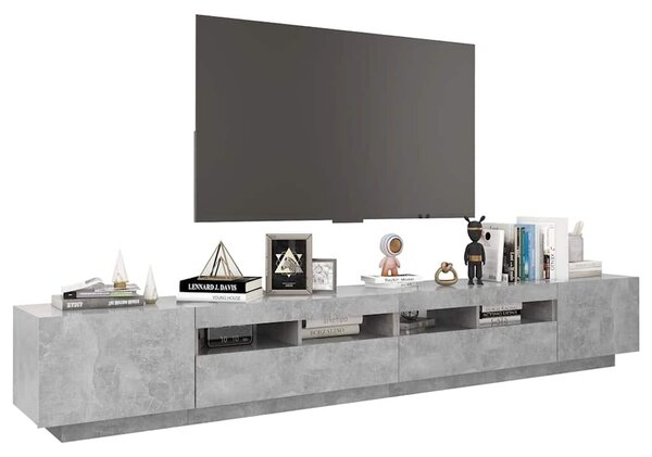 Betonszürke TV-szekrény LED-lámpákkal 260 x 35 x 40 cm