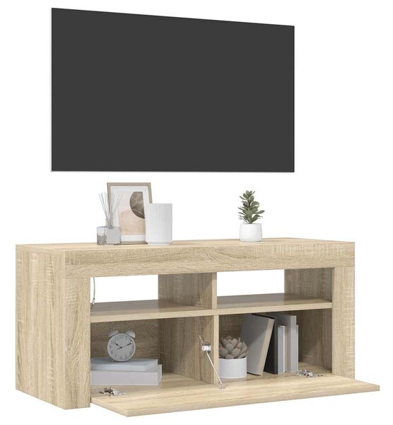 Sonoma tölgy színű TV-szekrény LED-világítással 90 x 35 x 40 cm