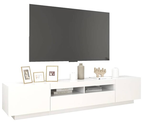 Fehér TV-szekrény LED-lámpákkal 200 x 35 x 40 cm