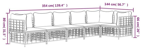 VidaXL Polyrattan Kerti Ülőgarnitúra - 6 részes - Antracit Szürke