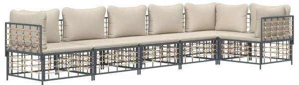 VidaXL Polyrattan Kerti Ülőgarnitúra - 6 részes - Antracit Szürke