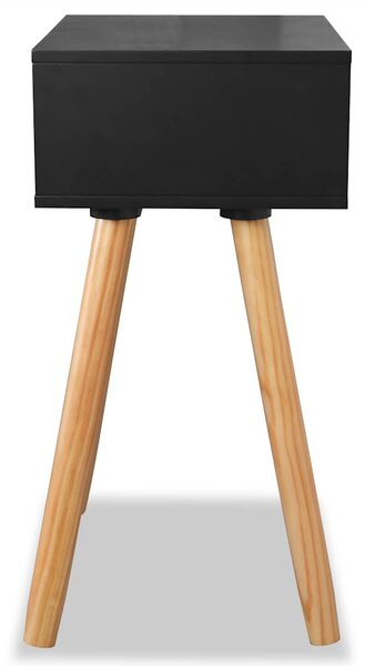 2 db fekete, tömör fenyőfa éjjeliszekrény 40 x 30 x 61 cm