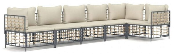 VidaXL Polyrattan Kerti Ülőgarnitúra - 6 részes - Antracit Szürke