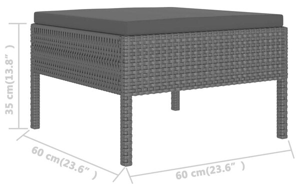 VidaXL 6 részes fekete polyrattan kerti ülőgarnitúra párnákkal