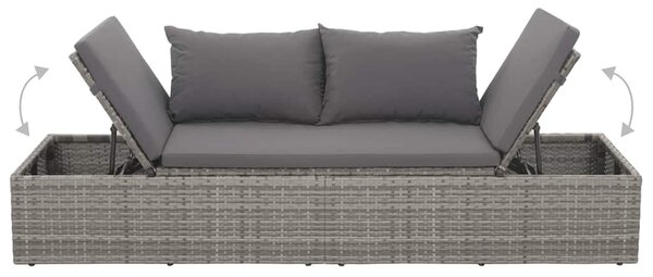 Szürke polyrattan kerti ágy 195 x 60 cm