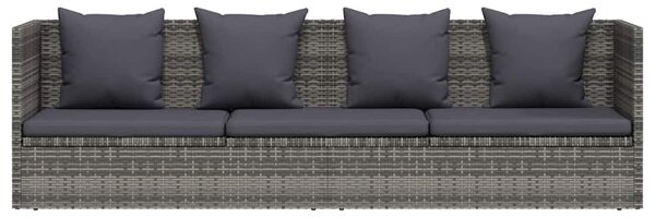 Szürke polyrattan kerti ágy 200 x 60 cm