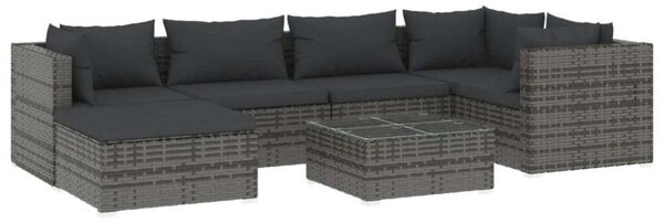 VidaXL - Polyrattan Kerti Ülőgarnitúra - 7 részes - Szürke