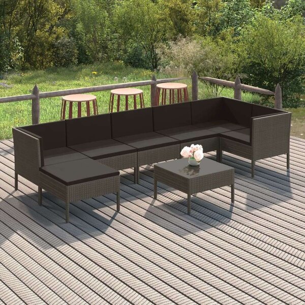 VidaXL 8 részes szürke polyrattan kerti ülőgarnitúra párnákkal