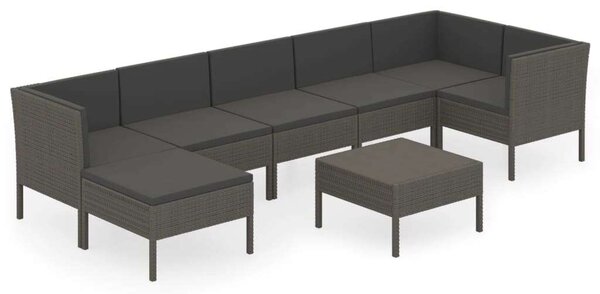 VidaXL 8 részes szürke polyrattan kerti ülőgarnitúra párnákkal