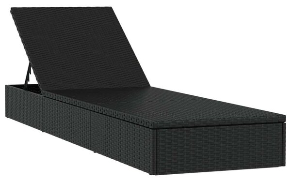 VidaXL Napozóágy - Polyrattan - Fekete - 201cm