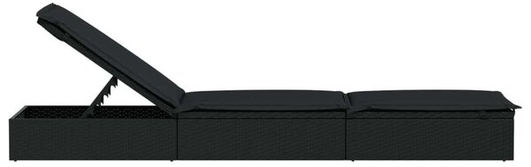 VidaXL Napozóágy - Polyrattan - Fekete - 201cm
