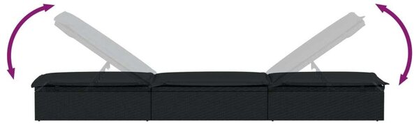 VidaXL Napozóágy - Polyrattan - Fekete - 201cm