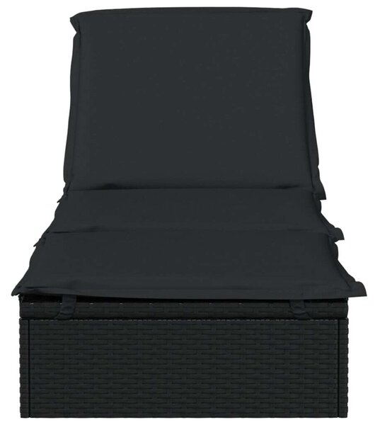 VidaXL Napozóágy - Polyrattan - Fekete - 201cm