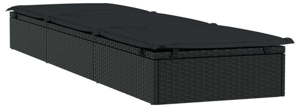 VidaXL Napozóágy - Polyrattan - Fekete - 201cm