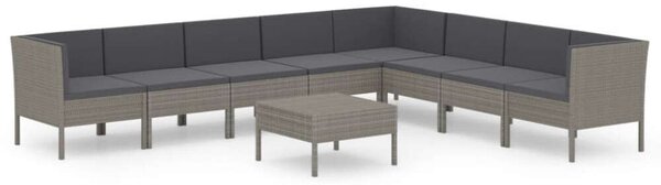 Polyrattan Kerti Ülőgarnitúra - 9 részes - Szürke