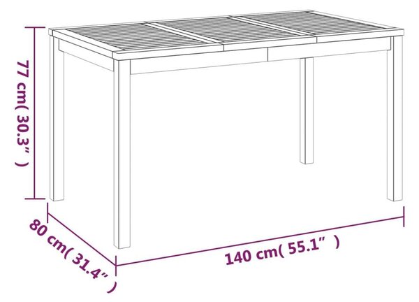 Teakfa Kerti Étkezőgarnitúra - 140x80cm Asztal, 2 db Pad