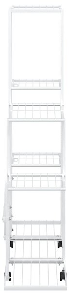 Fehér acél virágtartó állvány kerékkel 94,5 x 25 x 92,5 cm