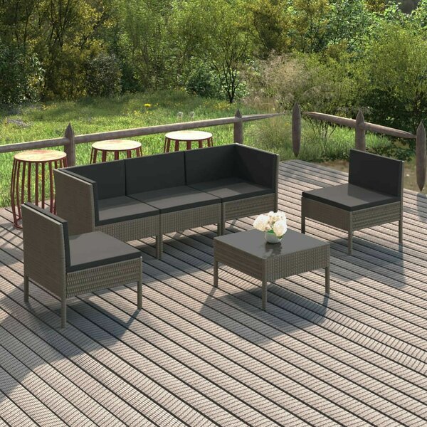 Polyrattan Kerti Ülőgarnitúra - 6 részes - Szürke