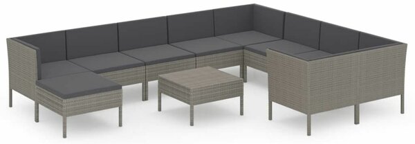 Polyrattan Kerti Ülőgarnitúra - 11 részes - Szürke