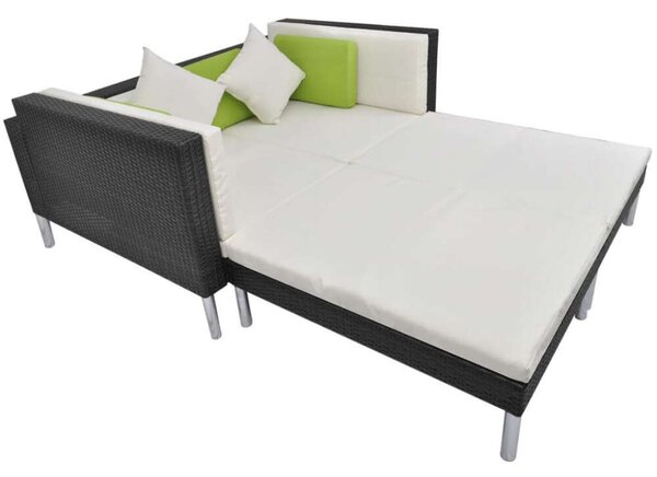 Polyrattan Kerti Bútorszett - 4 részes - Fekete
