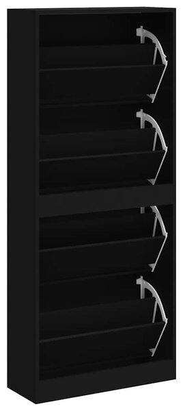 Fekete szerelt fa cipősszekrény 63x24x147 cm