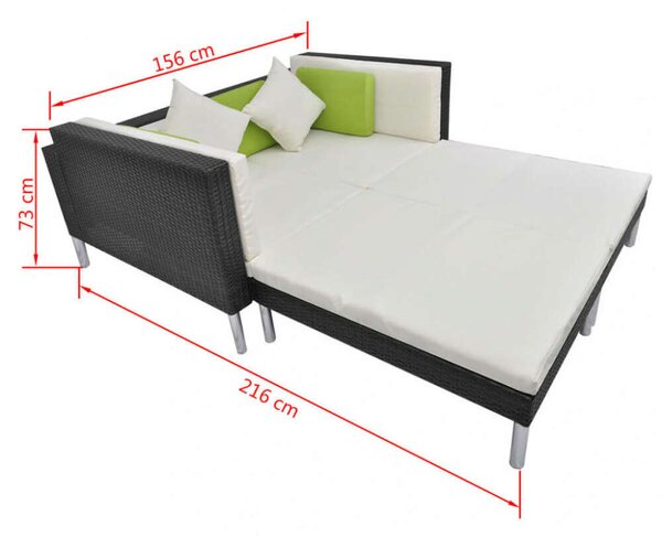 Polyrattan Kerti Bútorszett - 4 részes - Fekete