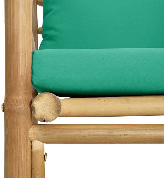 Bambusz kerti kanapé zöld párnákkal