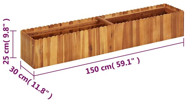 Tömör akácfa kerti magaságyás 150 x 30 x 25 cm