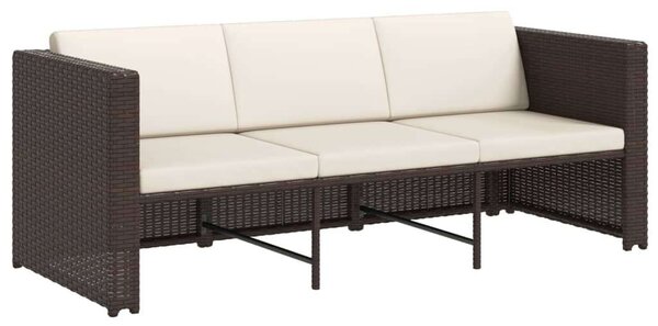 VidaXL 4-részes barna polyrattan kerti bútorszett párnákkal