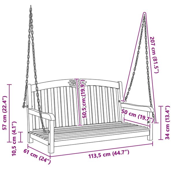 VidaXL Hinta Pad 114 x 61 x 61,5 cm Tömör Teakfa Természetes