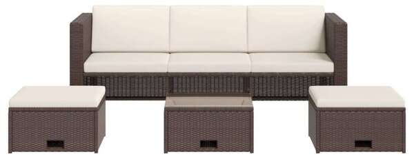 VidaXL 4-részes barna polyrattan kerti bútorszett párnákkal