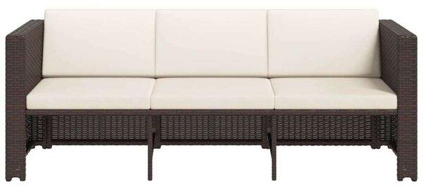 VidaXL 4-részes barna polyrattan kerti bútorszett párnákkal