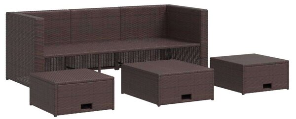 VidaXL 4-részes barna polyrattan kerti bútorszett párnákkal