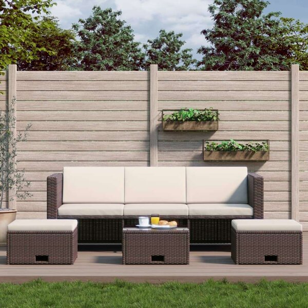 VidaXL 4-részes barna polyrattan kerti bútorszett párnákkal