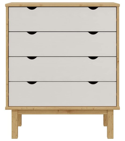 OTTA barna-fehér tömör fenyőfa fiókos szekrény 76,5x39,5x90 cm