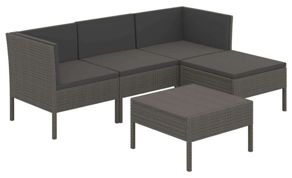 VidaXL 5 részes szürke polyrattan kerti ülőgarnitúra párnákkal