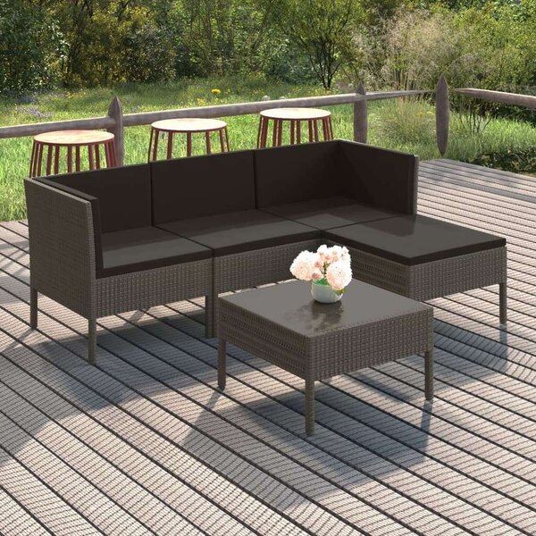 VidaXL 5 részes szürke polyrattan kerti ülőgarnitúra párnákkal