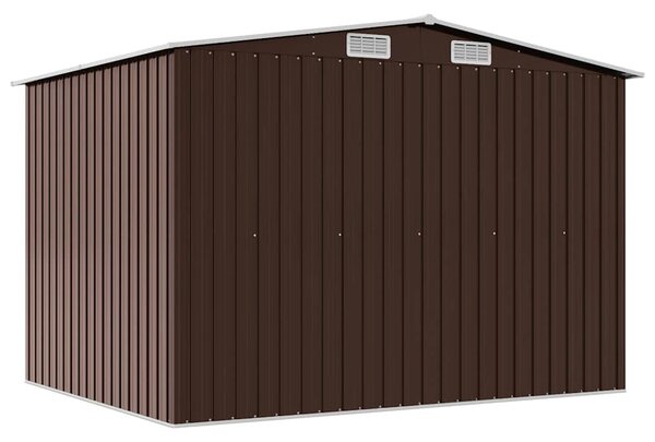 Barna acél kerti fészer 257 x 205 x 178 cm