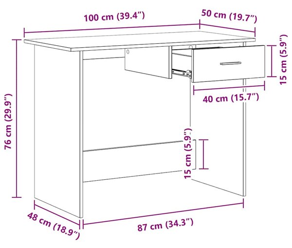 Fekete szerelt fa íróasztal 100 x 50 x 76 cm