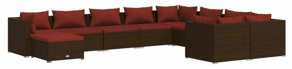 VidaXL Polyrattan Kerti Ülőgarnitúra - 10 részes - Barna