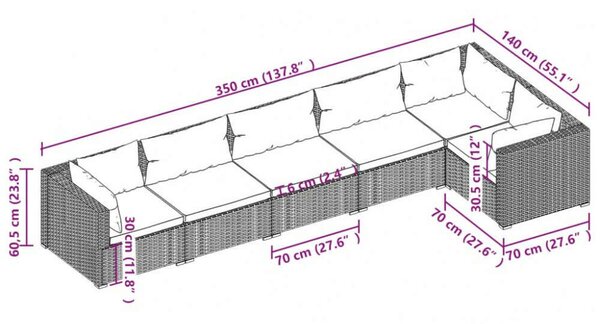 VidaXL Polyrattan Kerti Ülőgarnitúra - 6 részes